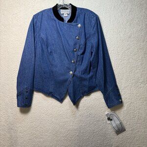 Vintage Stonebridge Jacket Womens 10 Blue Denim Button Western Jean Jacket NWT